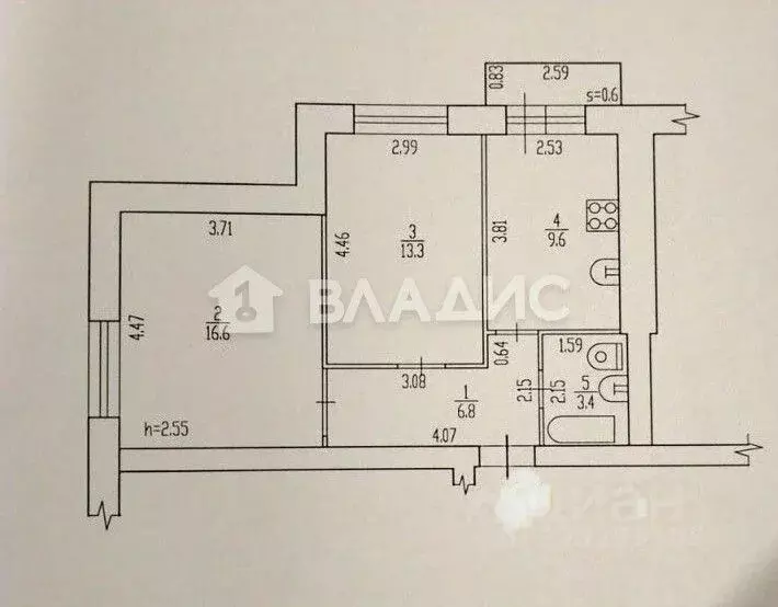 2-к кв. Брянская область, Брянск пер. Менжинского, 68 (49.7 м) - Фото 1