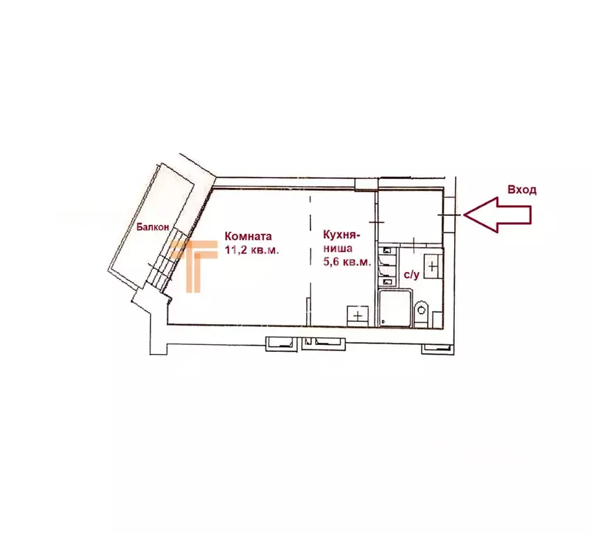 Студия Пермский край, Пермь Автозаводская ул., 30 (21.4 м) - Фото 2