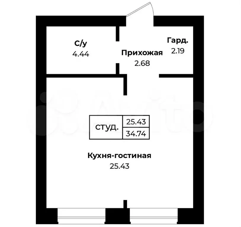 Квартира-студия, 35 м, 3/4 эт. - Фото 0