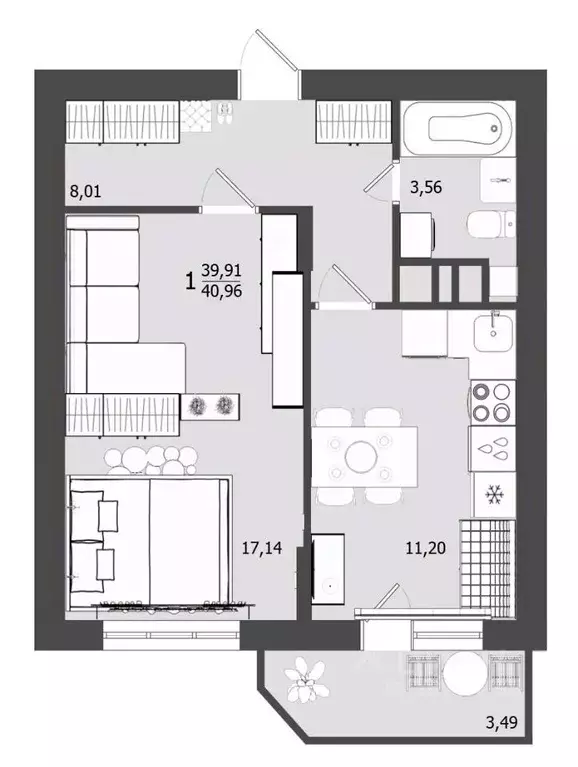 1-к кв. Московская область, Клин Клинская ул., 30 (40.96 м) - Фото 0