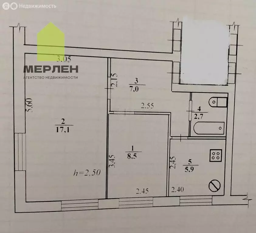 2-комнатная квартира: посёлок Бабынино, Центральная улица, 31 (41.2 м) - Фото 0