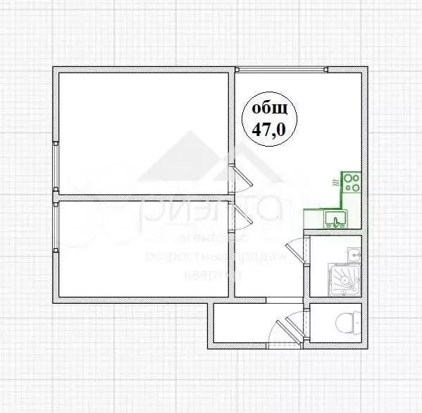 2-к. квартира, 47 м, 2/3 эт. - Фото 0