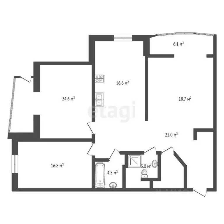 3-к кв. Ханты-Мансийский АО, Сургут Университетская ул., 9 (107.3 м) - Фото 1