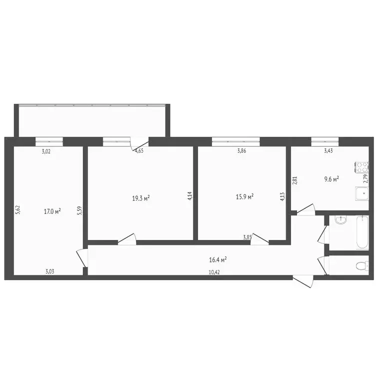 3-комнатная квартира: Сосновка, Комсомольская улица, 2 (82.2 м) - Фото 0