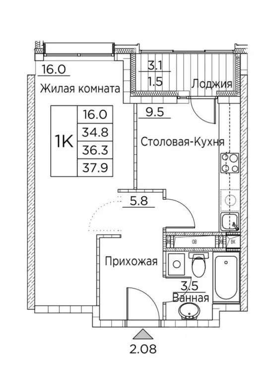1-к кв. Приморский край, Владивосток ул. Расула Гамзатова, 7к3 (37.9 ... - Фото 0