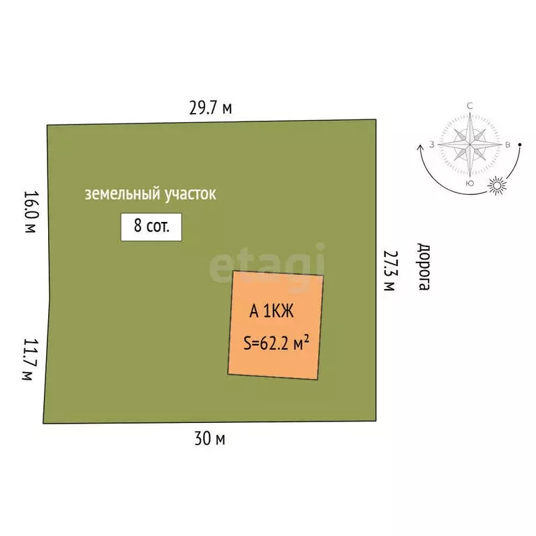 Дом в Тюмень, садовое товарищество Якорь, улица Радуга (62.2 м) - Фото 2