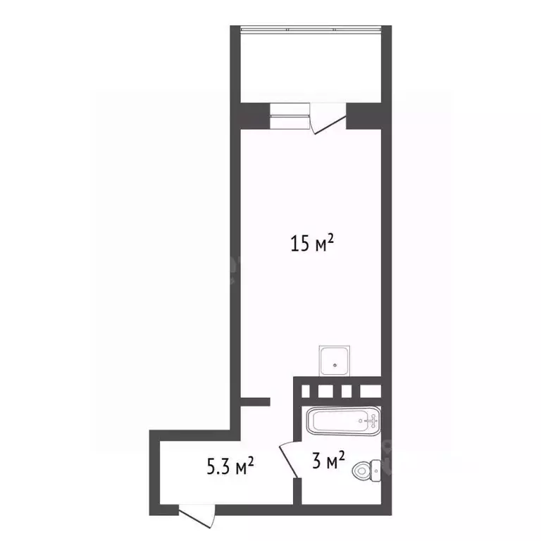 Студия Иркутская область, Иркутск Сибирская ул., 26 (31.0 м) - Фото 2