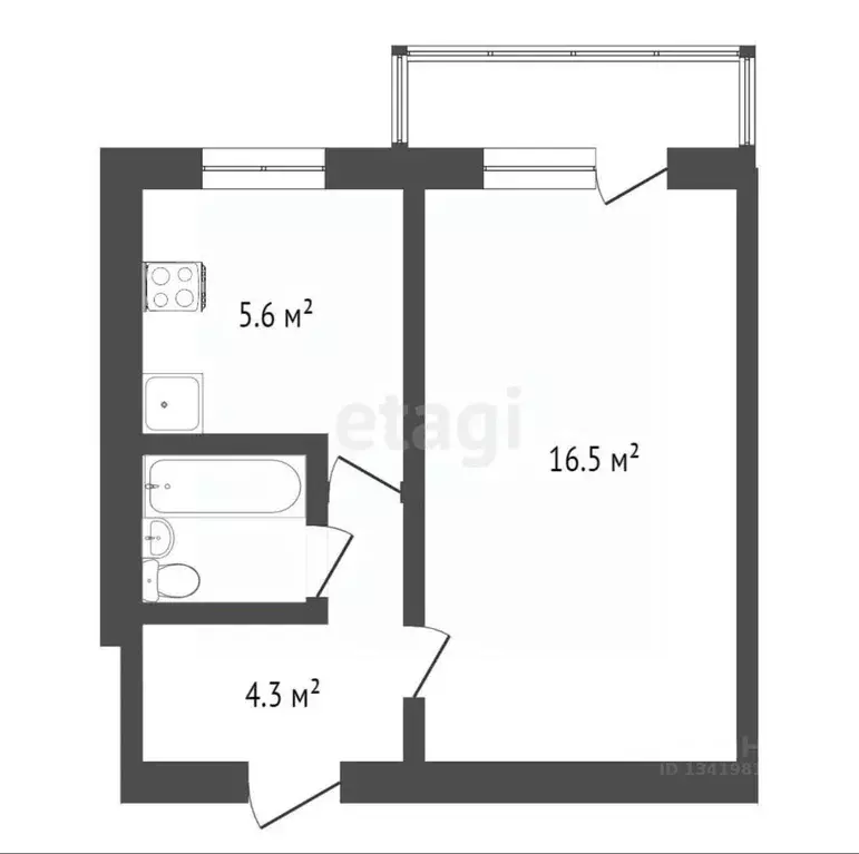 1-к кв. Брянская область, Брянск ул. Академика Королева, 1 (22.5 м) - Фото 2
