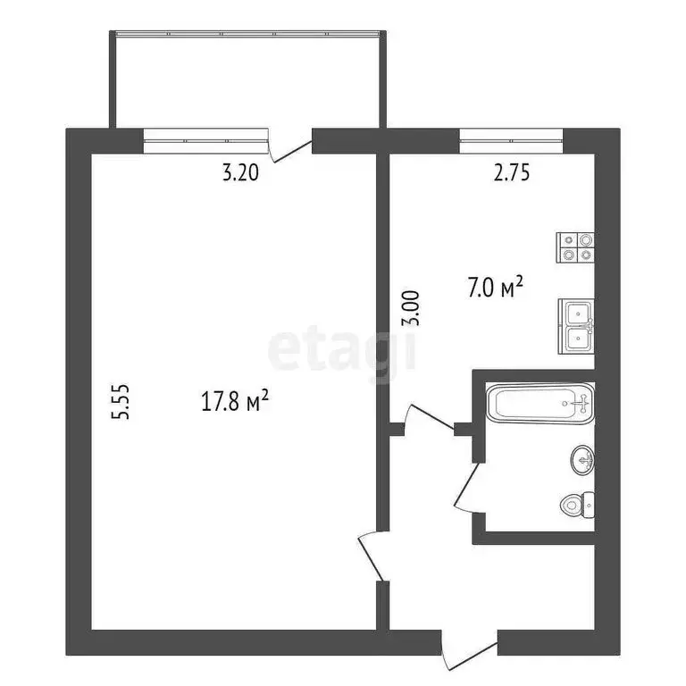 1-комнатная квартира: Калуга, улица Гурьянова, 8к1 (33 м) - Фото 0