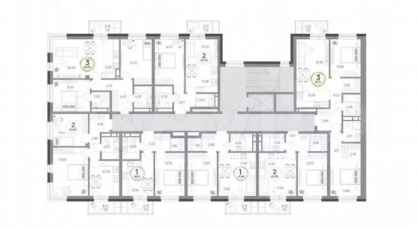 3-к. квартира, 69,4 м, 6/7 эт. - Фото 0