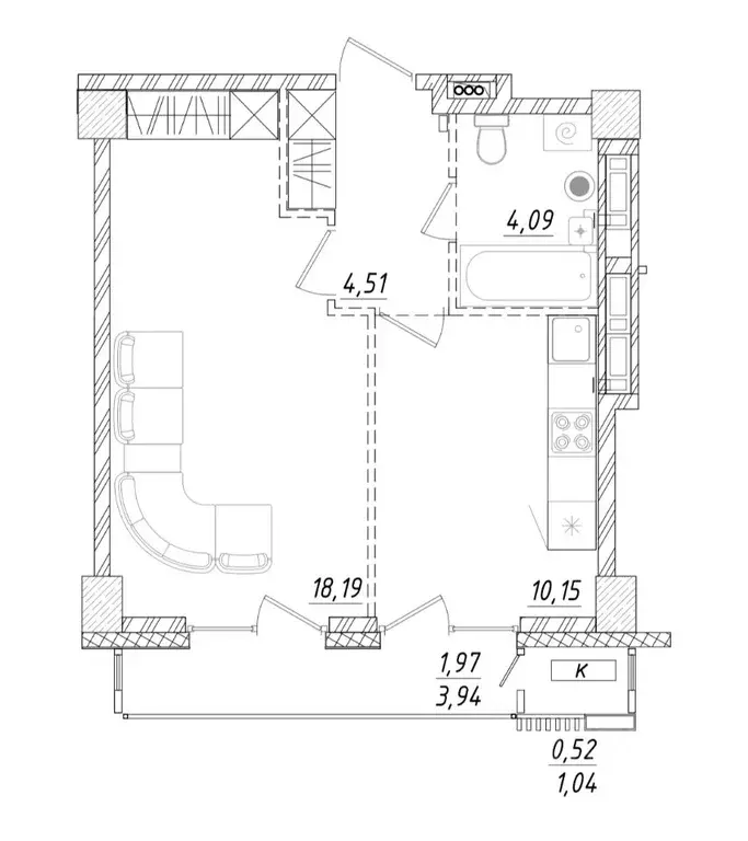 1-к кв. Приморский край, Владивосток ул. Достоевского (39.43 м) - Фото 1