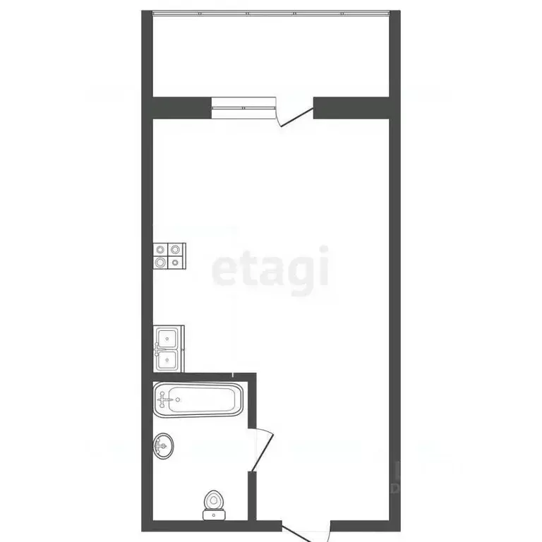 Студия Тюменская область, Тюмень Комбинатская ул., 54к2 (25.3 м) - Фото 2