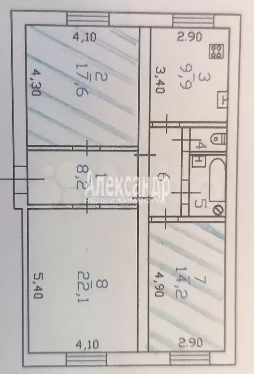 3-к. квартира, 80,5 м, 1/2 эт. - Фото 1