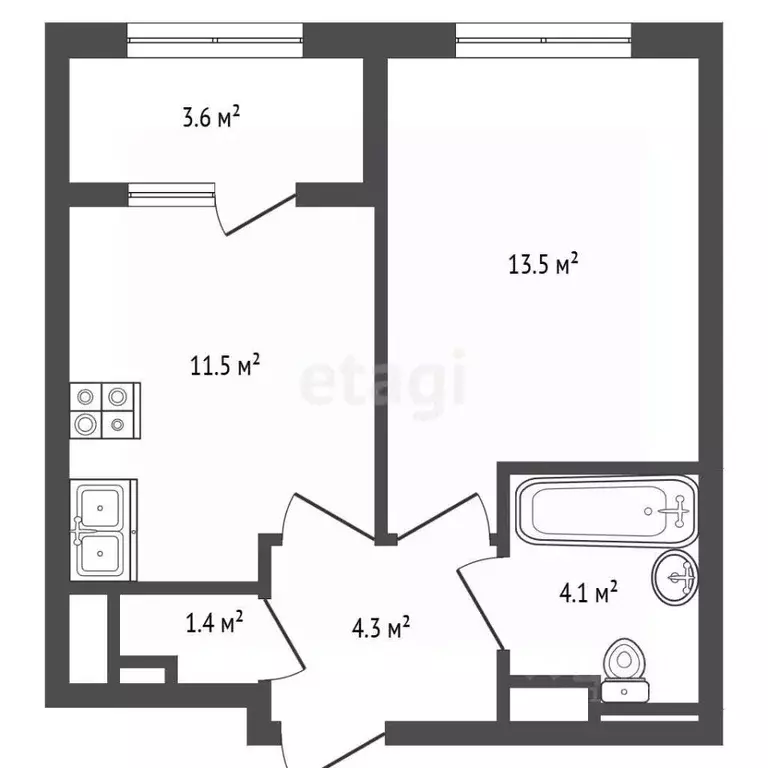 1-к кв. Санкт-Петербург бул. Измайловский, 9 (34.5 м) - Фото 1