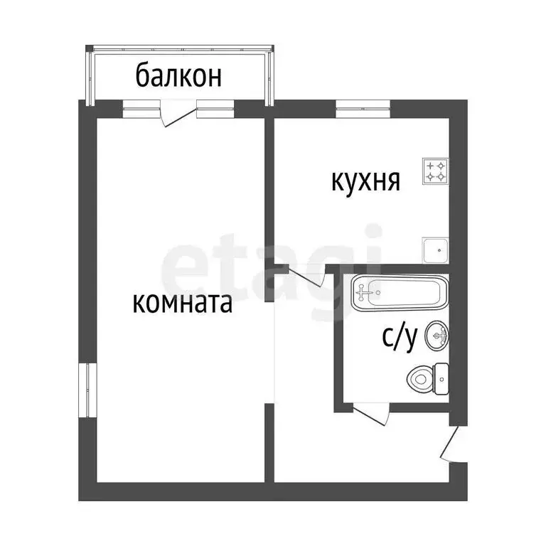 1-комнатная квартира: Курган, улица Коли Мяготина, 79 (30.4 м) - Фото 1