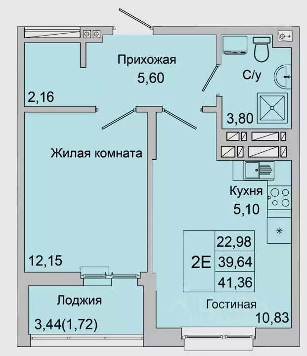 2-к кв. Ростовская область, Батайск ул. Булгакова, 11 (41.36 м) - Фото 1