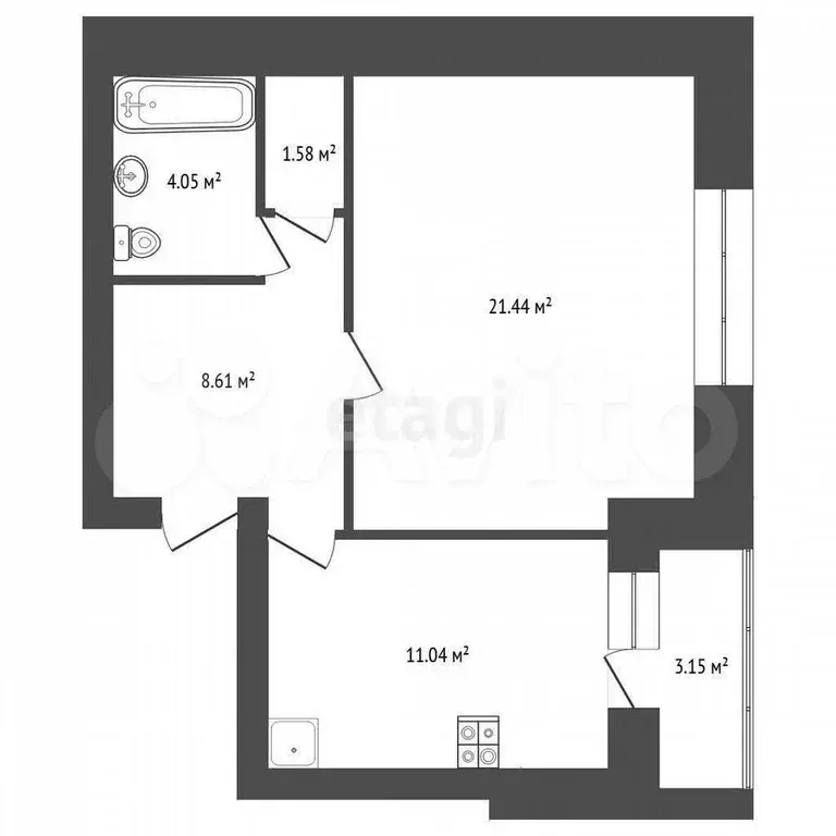 1-к. квартира, 48 м, 3/4 эт. - Фото 0