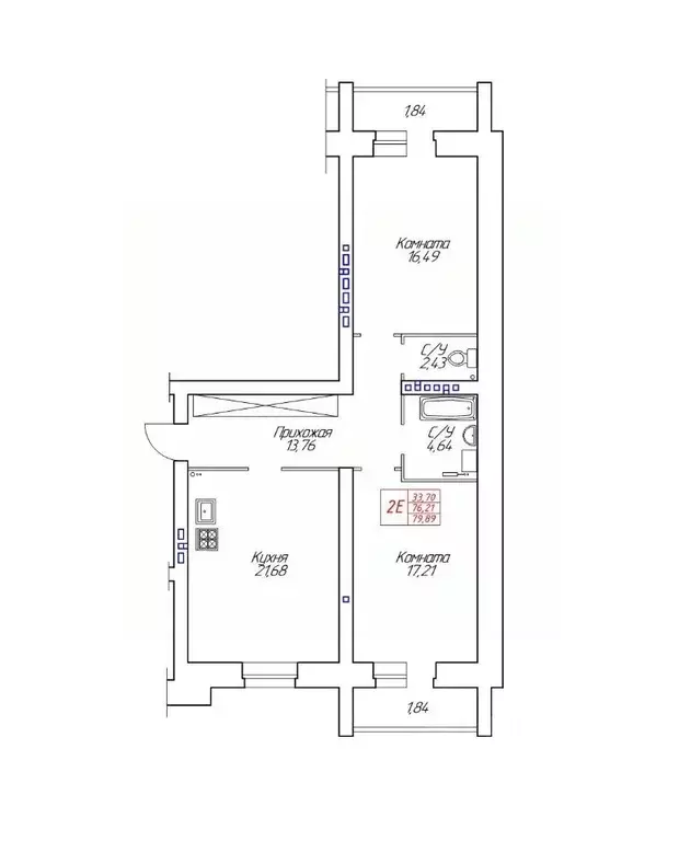 2-к кв. Вологодская область, Череповец Устюженская ул., 14 (79.89 м) - Фото 1