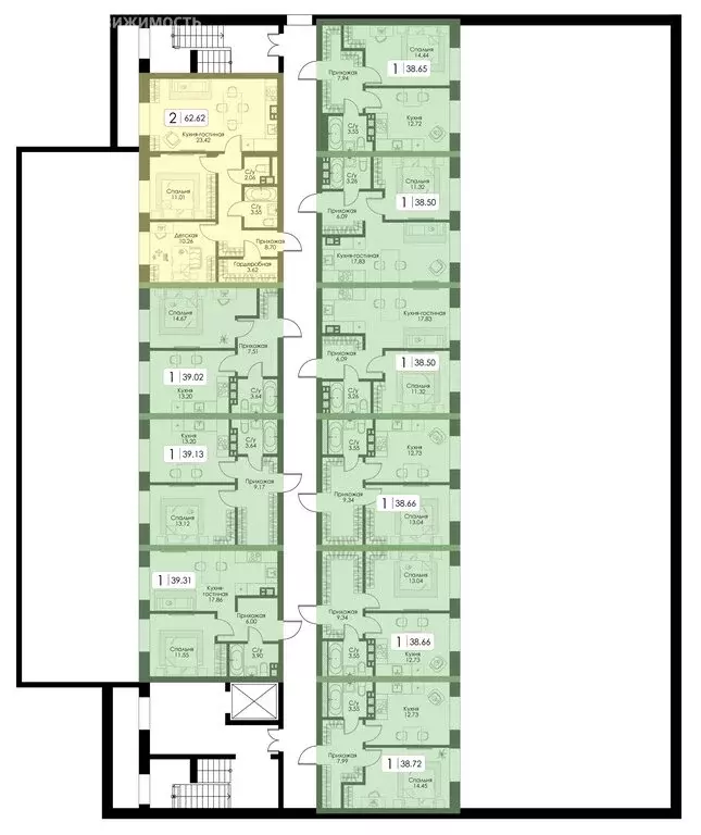 2-комнатная квартира: Тверь, жилой комплекс Урбан Парк (62.62 м) - Фото 2