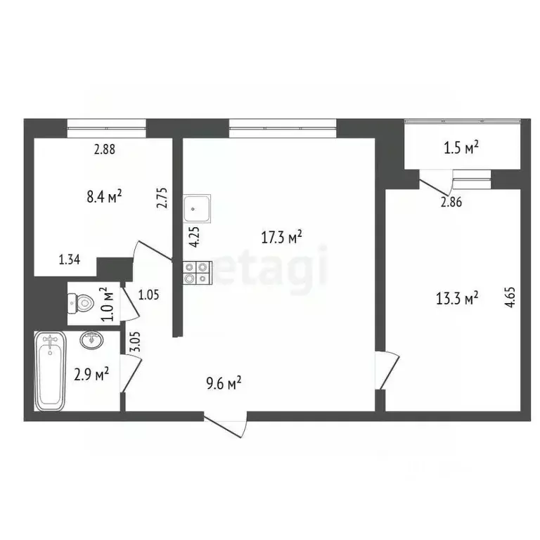 2-к кв. Самарская область, Тольятти Юбилейная ул., 83 (52.5 м) - Фото 1