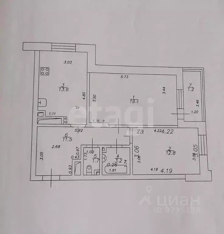 2-к кв. Татарстан, Казань ул. Наиля Юсупова, 9 (62.6 м) - Фото 1