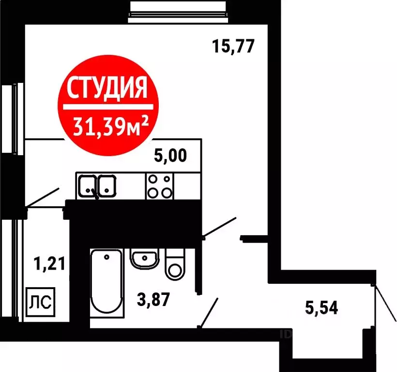 1-к кв. Башкортостан, Уфа ул. Природная (31.39 м) - Фото 0