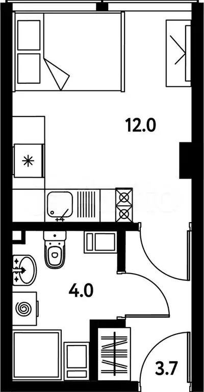 Апартаменты-студия, 19,7 м, 6/10 эт. - Фото 0