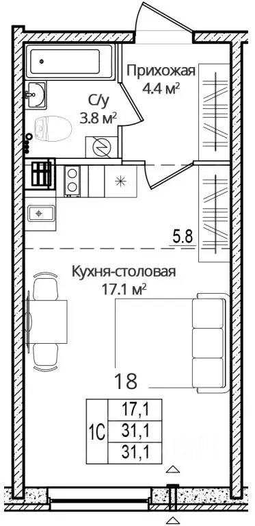 Студия Псковская область, Псковский муниципальный округ, д. Борисовичи ... - Фото 1