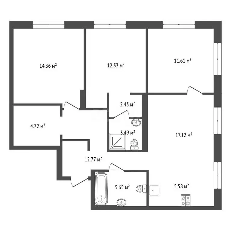 3-комнатная квартира: Тюмень, улица Тимофея Чаркова, 93 (89.9 м) - Фото 1
