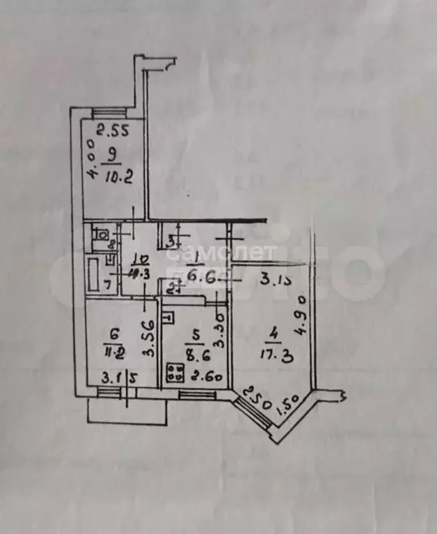 3-к. квартира, 62,7 м, 7/10 эт. - Фото 0