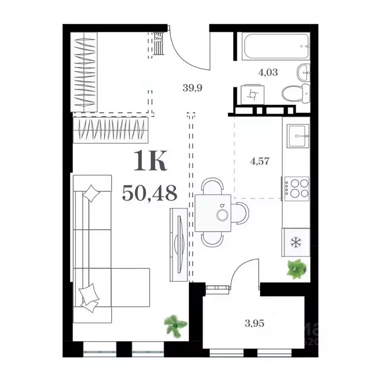 1-к кв. Приморский край, Владивосток ул. Леонова, 54 (50.48 м) - Фото 1