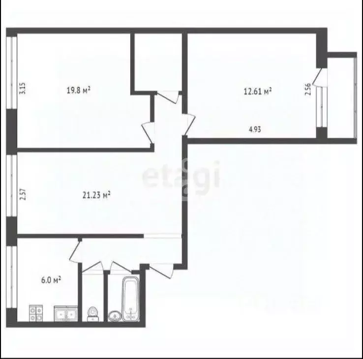 3-к кв. Москва Холмогорская ул., 7 (58.7 м) - Фото 1