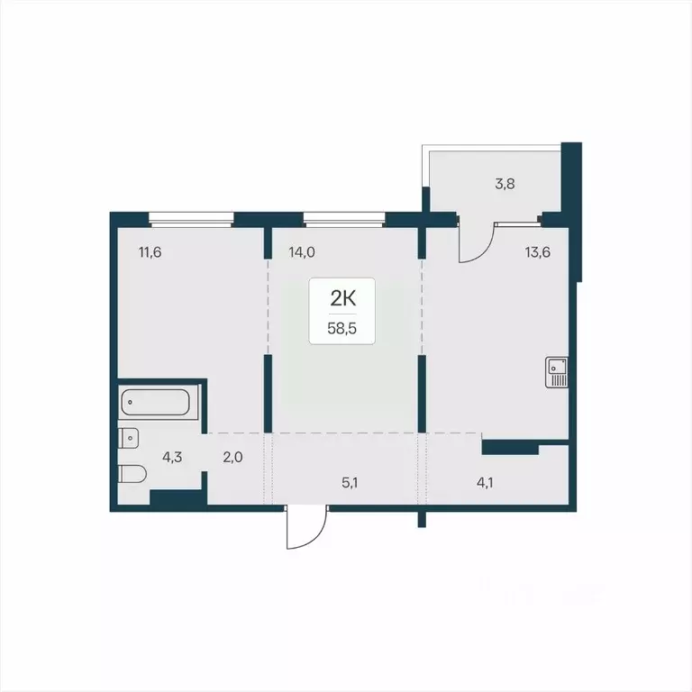 2-к кв. Новосибирская область, Новосибирск На Игарской кв-л,  (58.5 м) - Фото 1