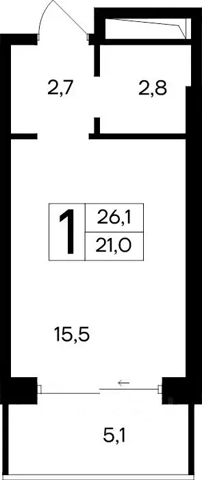 1-к кв. Крым, Евпатория Курортный кв-л,  (26.1 м) - Фото 1