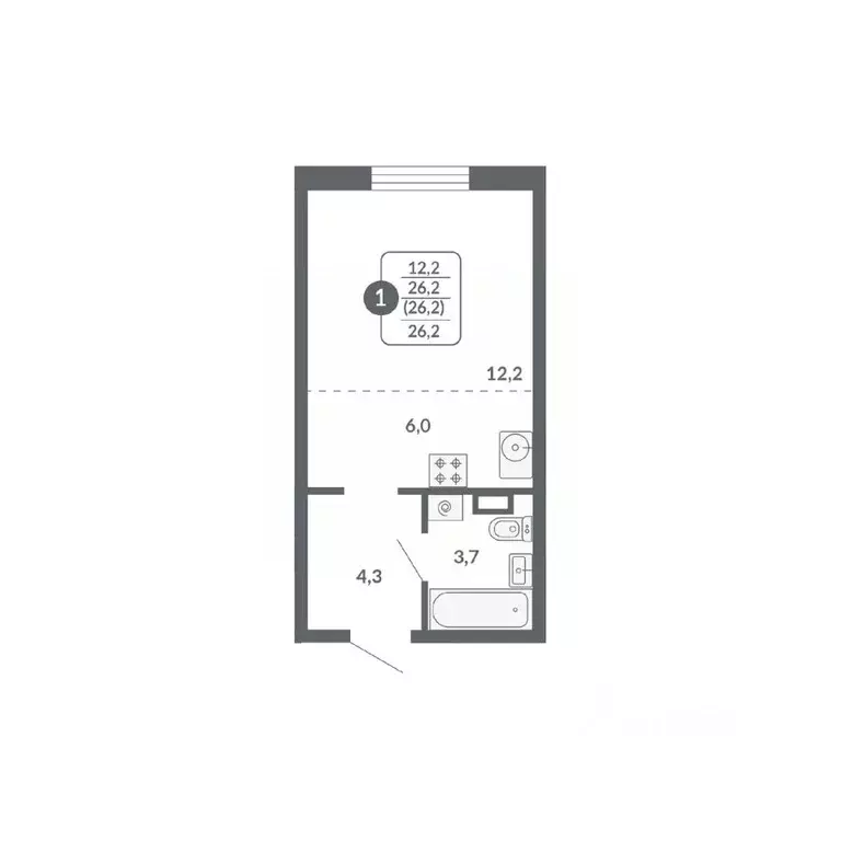 Студия Кировская область, Киров ул. Пушкина, 25 (26.2 м) - Фото 1