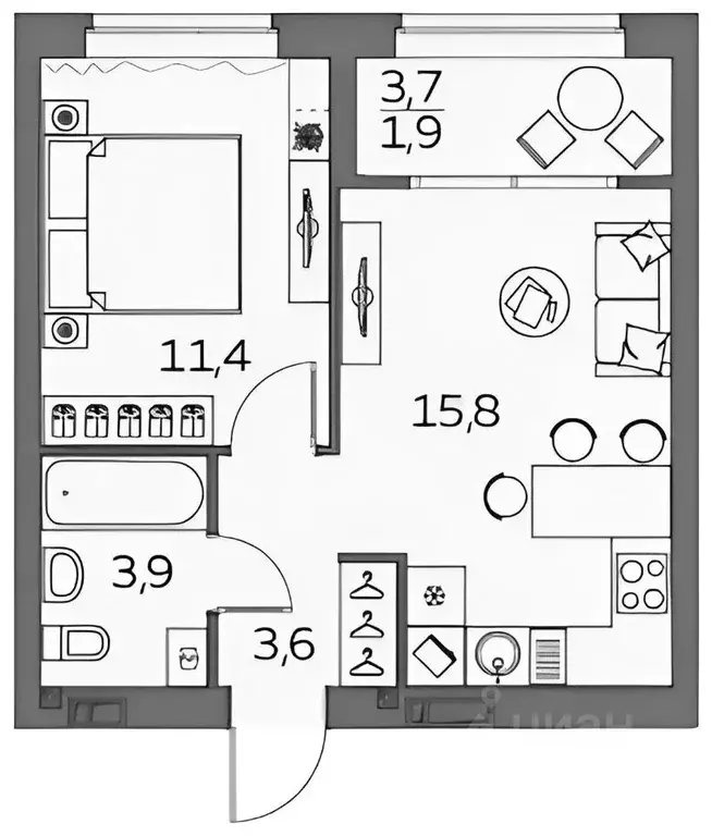 1-к кв. Волгоградская область, Волгоград ул. Малиновского, 16 (38.0 м) - Фото 1