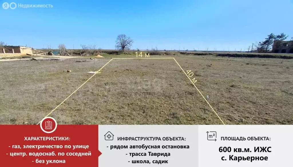 Участок в Карьерное, Южная улица (6 м) - Фото 1