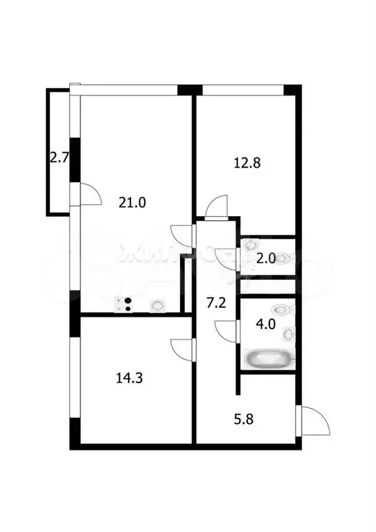 Квартира-студия, 67,8 м, 15/18 эт. - Фото 0