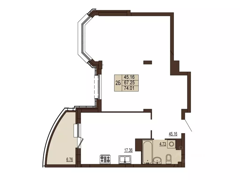 2-к кв. Владимирская область, Владимир ул. Мира, 5 (74.01 м) - Фото 1