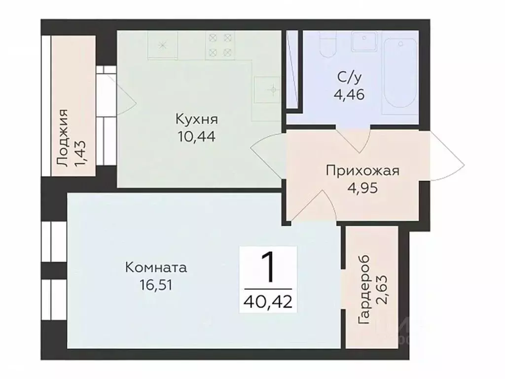 1-к кв. Воронежская область, Воронеж ул. Матросова (40.42 м) - Фото 0