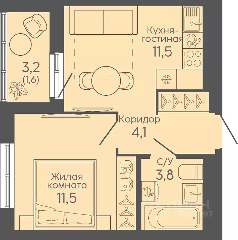 1-к кв. Свердловская область, Екатеринбург Новокольцовский мкр, ... - Фото 1