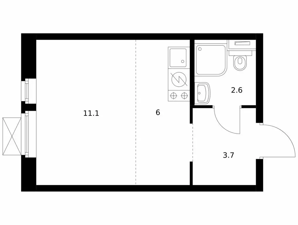 Квартира-студия: Котельники, микрорайон Парковый, 1к6 (23.3 м) - Фото 1