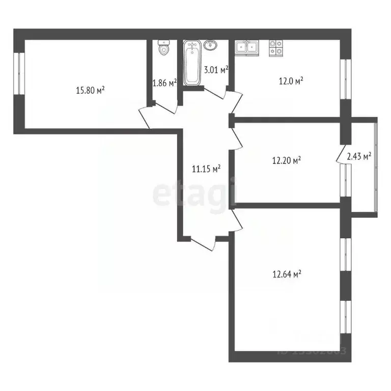 3-к кв. Ханты-Мансийский АО, Когалым ул. Романтиков, 1 (78.2 м) - Фото 0