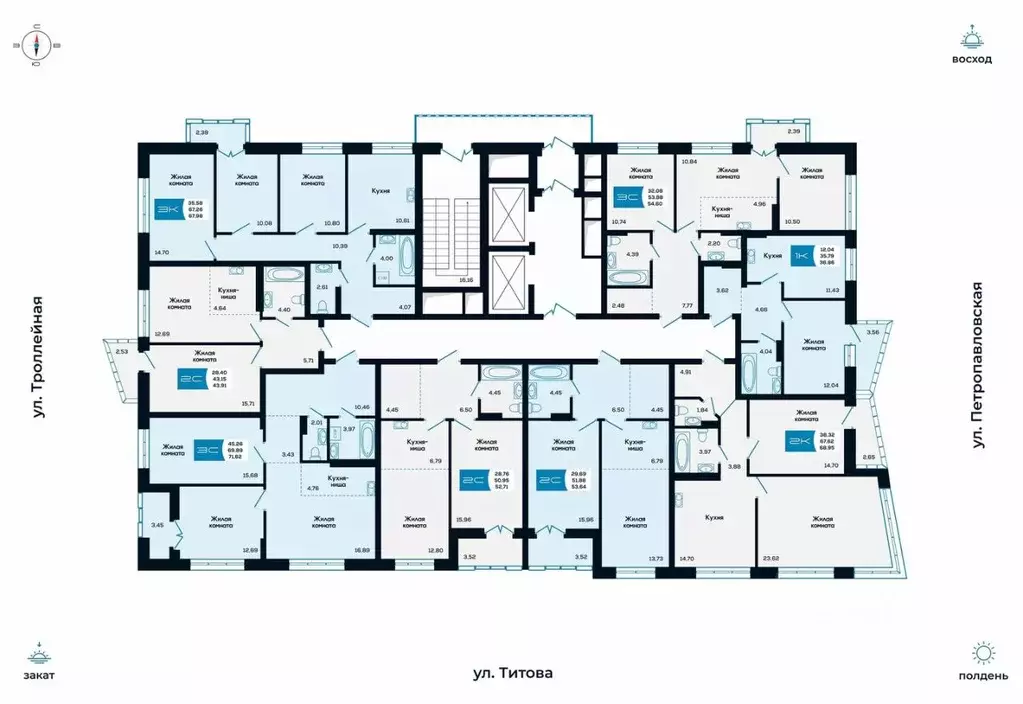 3-к кв. Новосибирская область, Новосибирск ул. Титова, 48 (67.98 м) - Фото 1