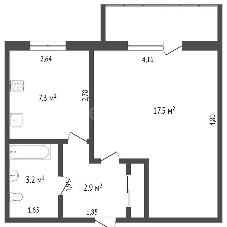 1-комнатная квартира: Ишим, улица Корушина, 18 (32.2 м) - Фото 1