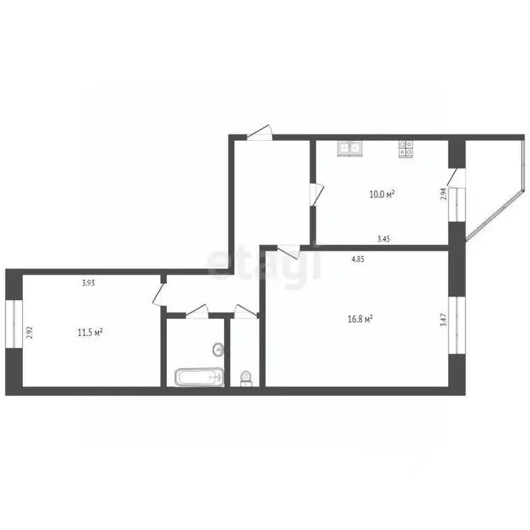 2-к кв. Ямало-Ненецкий АО, Ноябрьск Магистральная ул., 125 (53.0 м) - Фото 2