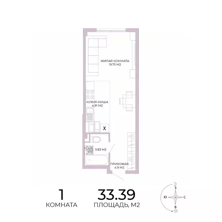 1-к кв. Пензенская область, Пенза Побочинская ул., с18 (33.39 м) - Фото 0