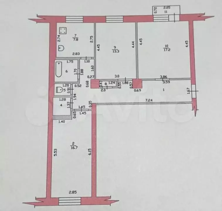 3-к. квартира, 77 м, 3/5 эт. - Фото 0