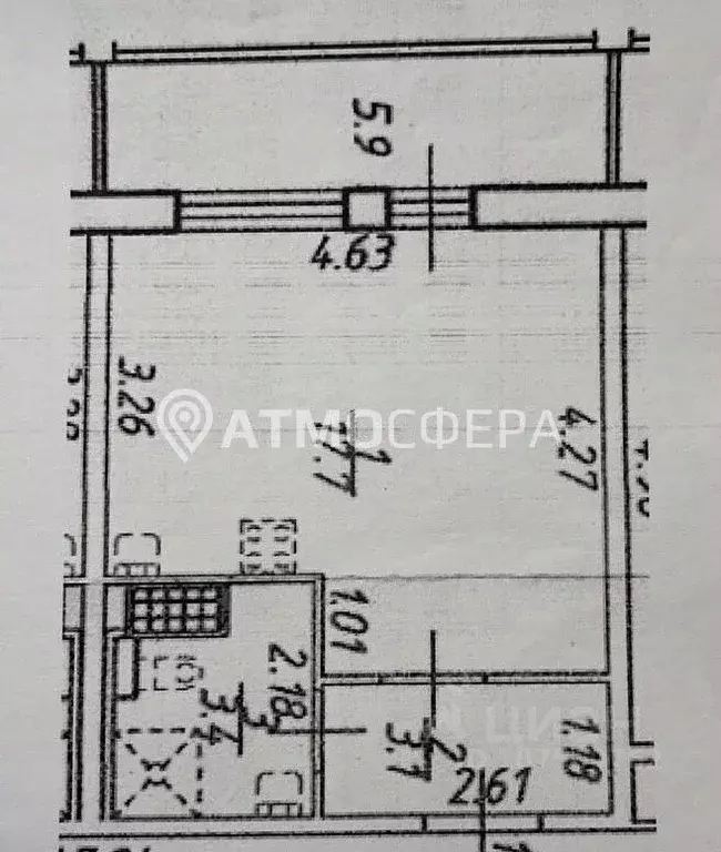Студия Санкт-Петербург ул. Плесецкая, 20к1 (24.2 м) - Фото 2