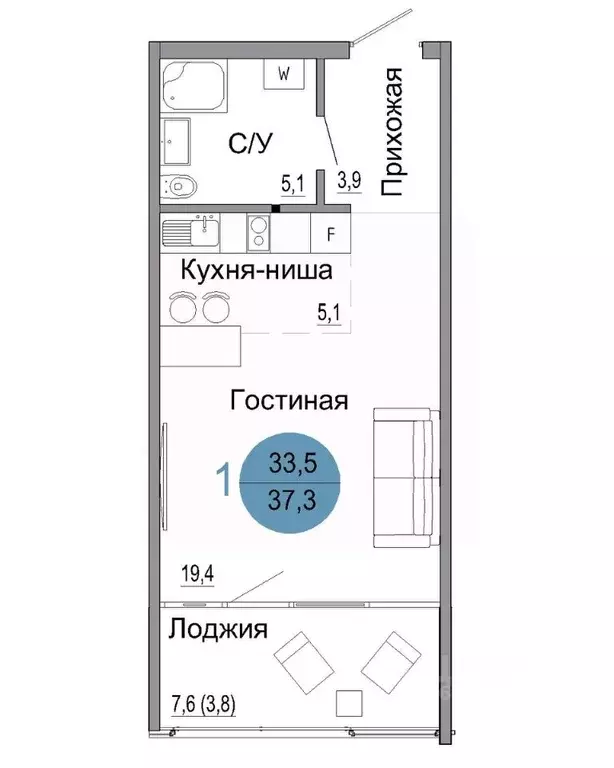 1-к кв. Крым, Керчь Белый город жилой комплекс (37.3 м) - Фото 0